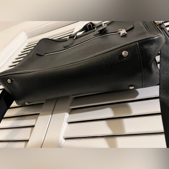 Coach Kennedy Double Zip Brief Briefcase Computer Bag Pebbled Black Leather - Picture 7 of 16